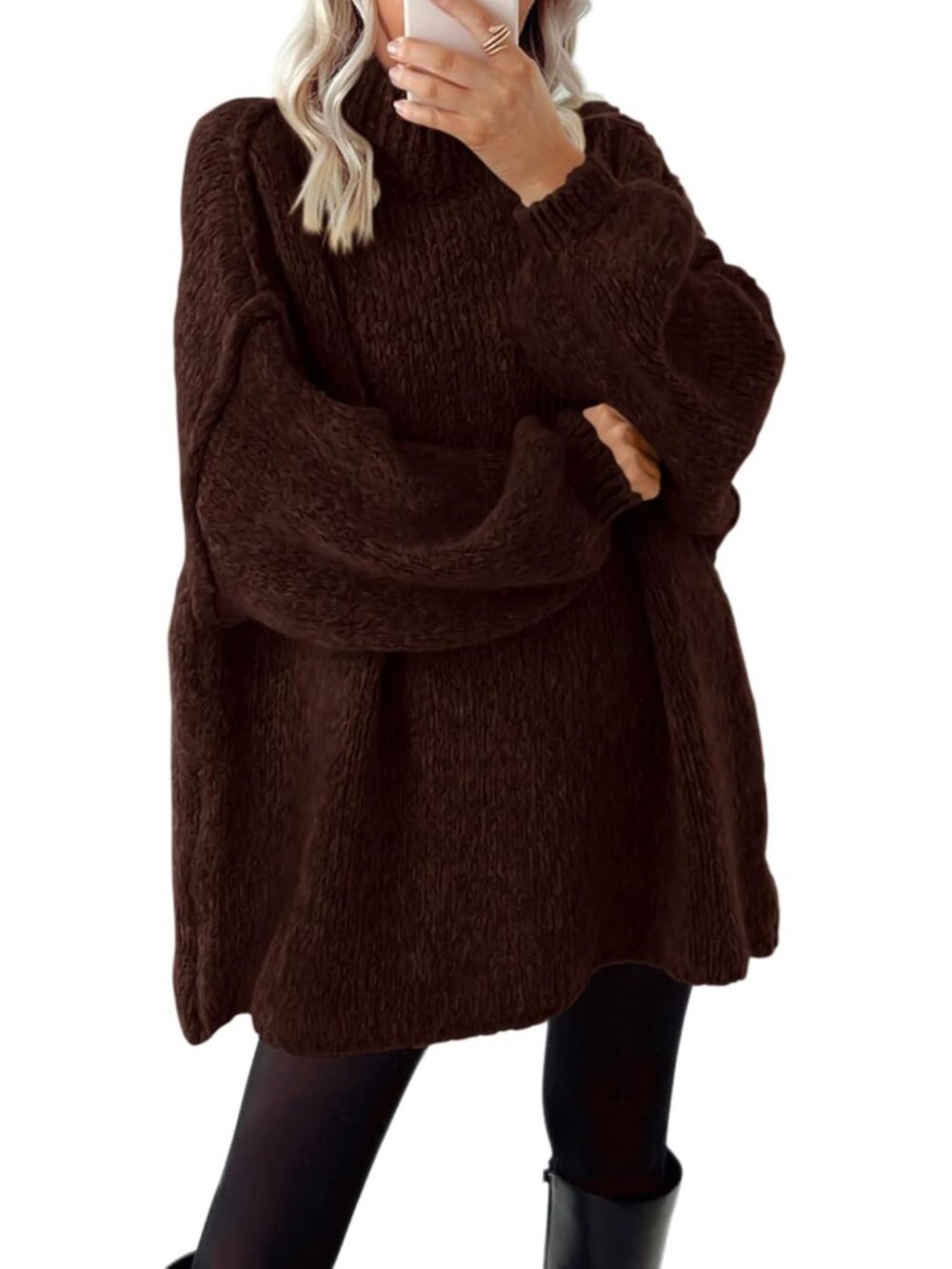 Mock Neck Cable Knit Oversized Fall Sweaters for Women 2026 Trendy
